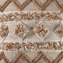 Pillows-Kirkland's Home Neutral Geometric Pom Pom Pillow Brown