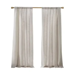 Curtains & Drapes-Kirkland's Home Neutral Linen Blend Curtain Panel Set, 84 In Tan