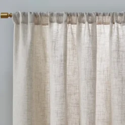 Curtains & Drapes-Kirkland's Home Neutral Linen Blend Curtain Panel Set, 84 In Tan