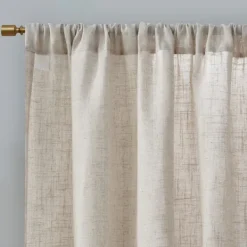 Curtains & Drapes-Kirkland's Home Neutral Linen Blend Curtain Panel Set, 84 In Tan