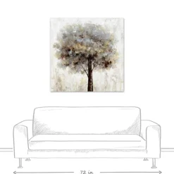 Canvas Art-Kirkland's Home Neutral Painted Tree Square Canvas Art Print Tan