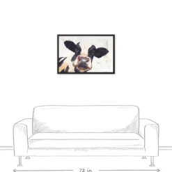 Framed Art-Kirkland's Home Neutral Staring Cow Framed Canvas Art Print Black/White/Ivory