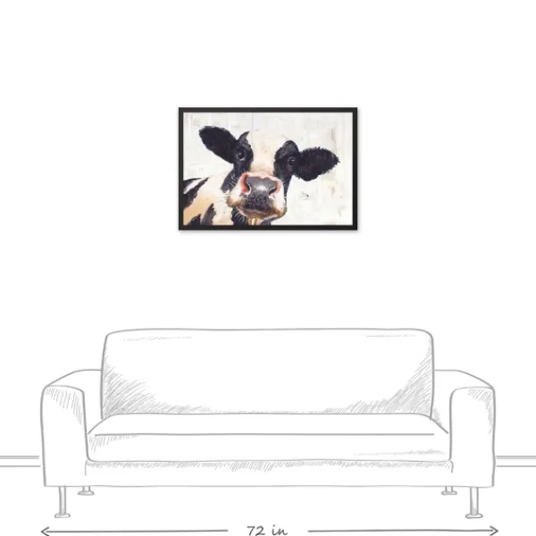 Framed Art-Kirkland's Home Neutral Staring Cow Framed Canvas Art Print Black/White/Ivory