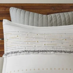 Comforters-Kirkland's Home Neutral Stripe Full/Queen 3-Pc. Comforter Set Ivory/Tan/Gray