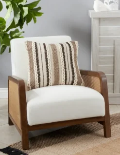Pillows-Kirkland's Home Neutral Striped Woven Square Throw Pillow Tan