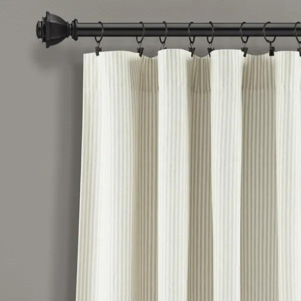 Curtains & Drapes-Kirkland's Home Neutral Vintage Stripe Curtain Panel Set, 95 In. Tan/White