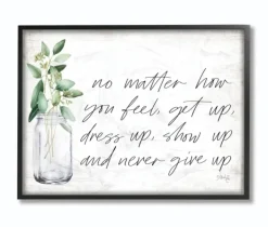Wall Quotes & Signs-Kirkland's Home Never Give Up Framed Giclee Canvas Art Print Black/White