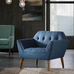 Accent Chairs-Kirkland's Home Newman Mid-Century Accent Chair Blue