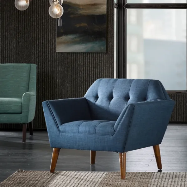 Accent Chairs-Kirkland's Home Newman Mid-Century Accent Chair Blue