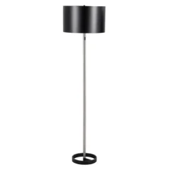 Floor Lamps-Kirkland's Home Nickel And Metal Shade Floor Lamp Black