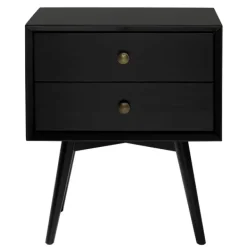 Nightstands-Kirkland's Home Nightshade Mid Century Wooden Nightstand Black