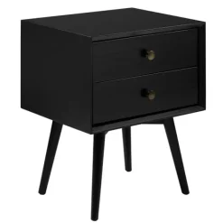 Nightstands-Kirkland's Home Nightshade Mid Century Wooden Nightstand Black