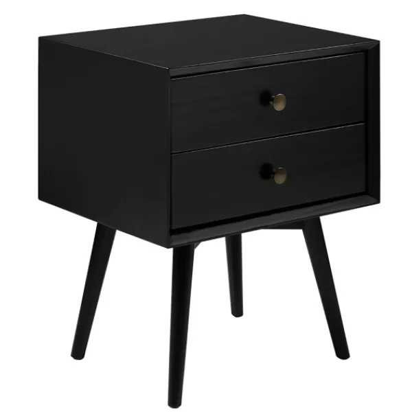 Nightstands-Kirkland's Home Nightshade Mid Century Wooden Nightstand Black