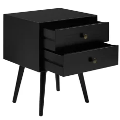 Nightstands-Kirkland's Home Nightshade Mid Century Wooden Nightstand Black