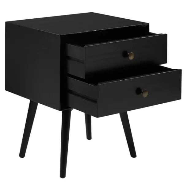 Nightstands-Kirkland's Home Nightshade Mid Century Wooden Nightstand Black