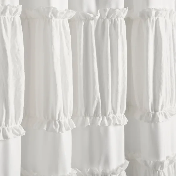 Curtains & Drapes-Kirkland's Home Norah Ruffle Curtain Panel Set, 84 In. White