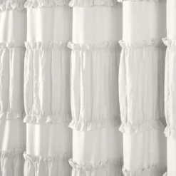Shower Curtains-Kirkland's Home Norah Ruffle Shower Curtain White