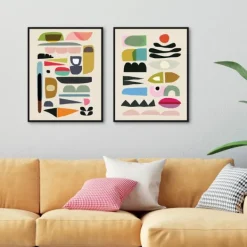Framed Art-Kirkland's Home Nordic Glam Framed Canvas Art Prints, Set Of 2 Ivory/Multi