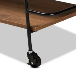 Kitchen Islands & Bar Carts-Kirkland's Home Norris Walnut 3-Tier Mobile Bar Cart
