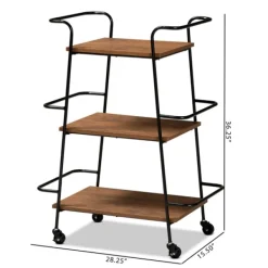 Kitchen Islands & Bar Carts-Kirkland's Home Norris Walnut 3-Tier Mobile Bar Cart