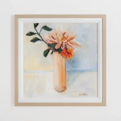 Framed Art-Kirkland's Home November Mum Framed Art Print Orange/Blue/White