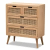 Dressers & Chests-Kirkland's Home Oak And Rattan 4-Drawer Chest