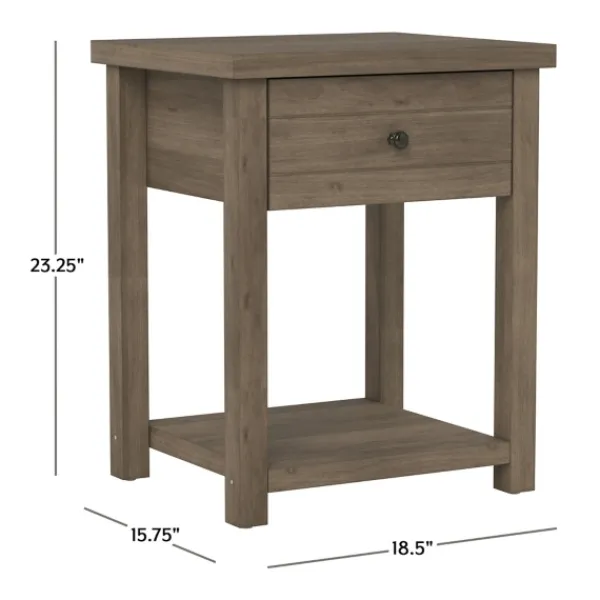 Accent & End Tables-Kirkland's Home Oak Bailie Wooden Side Table Brown