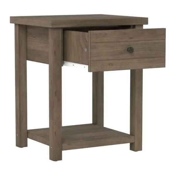 Accent & End Tables-Kirkland's Home Oak Bailie Wooden Side Table Brown