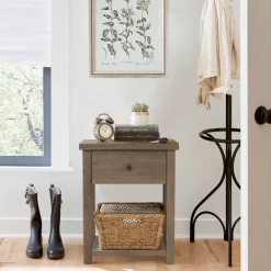 Accent & End Tables-Kirkland's Home Oak Bailie Wooden Side Table Brown