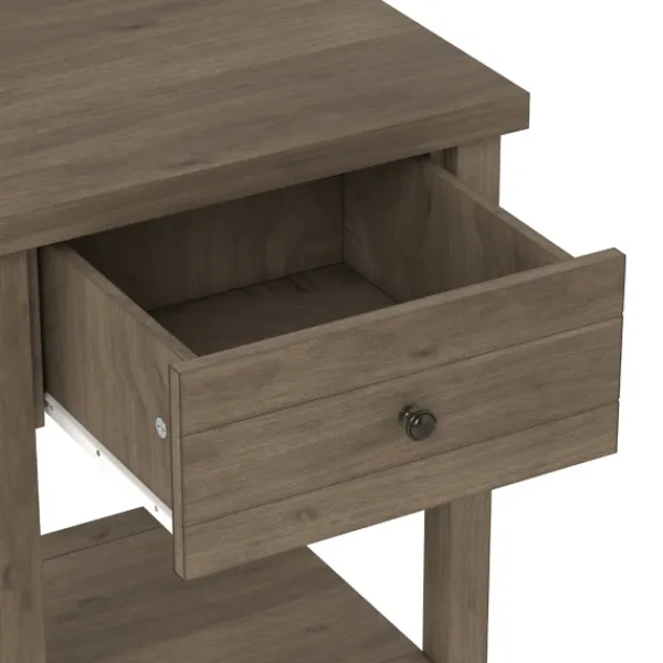 Accent & End Tables-Kirkland's Home Oak Bailie Wooden Side Table Brown