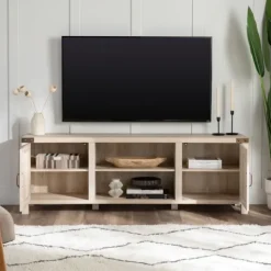 Tv Stands & Media Consoles-Kirkland's Home Oak Barn Door Tv Stand White