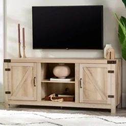 Tv Stands & Media Consoles-Kirkland's Home Oak Barn Doors Tv Stand White