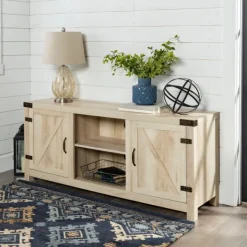 Tv Stands & Media Consoles-Kirkland's Home Oak Barn Doors Tv Stand White