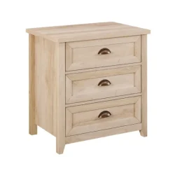 Dressers & Chests-Kirkland's Home Oak Bronze Cupped Handle Nightstand White