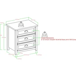 Dressers & Chests-Kirkland's Home Oak Bronze Cupped Handle Nightstand White