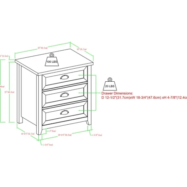 Dressers & Chests-Kirkland's Home Oak Bronze Cupped Handle Nightstand White