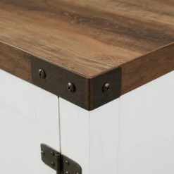 Tv Stands & Media Consoles-Kirkland's Home Oak Farmhouse Double Door Tv Stand Brown/White