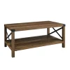 Coffee Tables-Kirkland's Home Oak Industrial X-Frame Coffee Table Brown