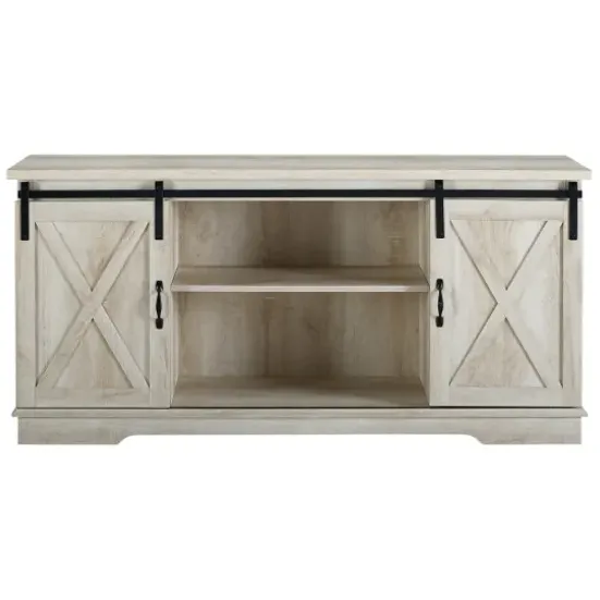 Tv Stands & Media Consoles-Kirkland's Home Oak Sliding Barn Door Tv Stand White