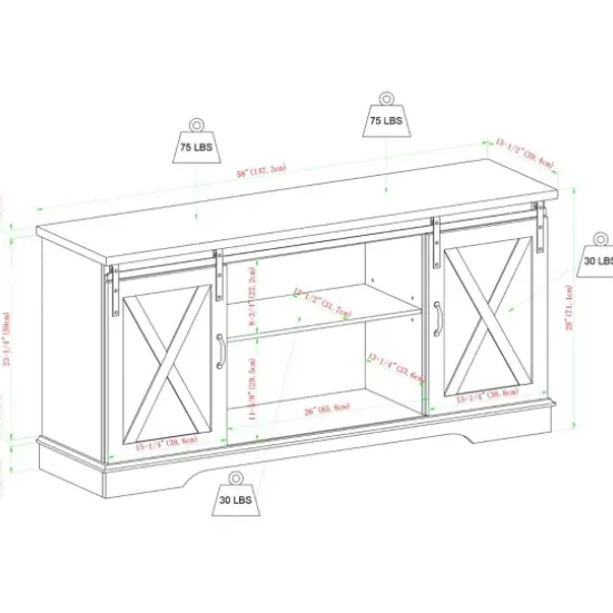 Tv Stands & Media Consoles-Kirkland's Home Oak Sliding Barn Door Tv Stand White