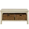 Coffee Tables-Kirkland's Home Oak Traditional Wooden Basket Coffee Table White
