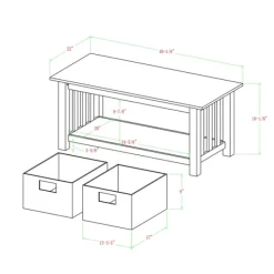 Coffee Tables-Kirkland's Home Oak Traditional Wooden Basket Coffee Table White
