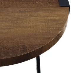 Accent & End Tables-Kirkland's Home Oak Urban Rustic Round Accent Table Brown