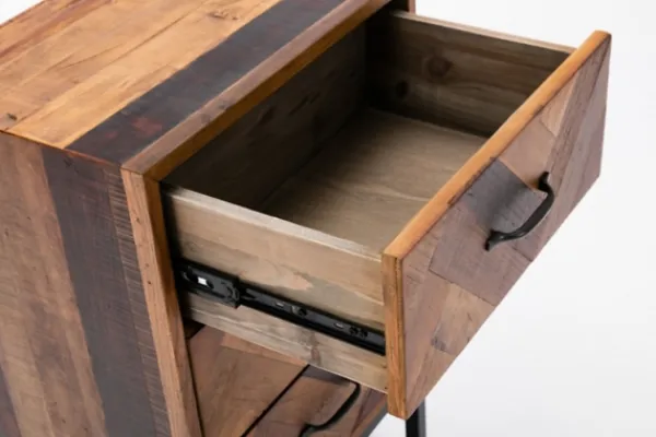 Nightstands-Kirkland's Home Oak Wood Chevron 3-Drawer Nightstand Brown