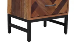Nightstands-Kirkland's Home Oak Wood Chevron 3-Drawer Nightstand Brown
