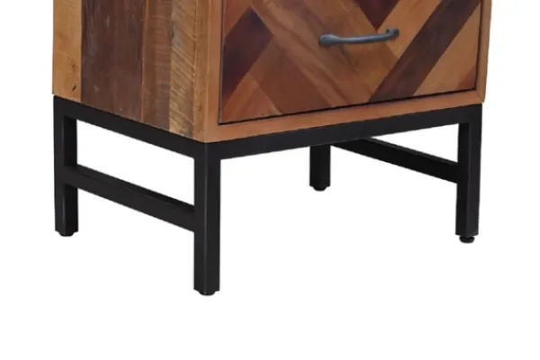 Nightstands-Kirkland's Home Oak Wood Chevron 3-Drawer Nightstand Brown