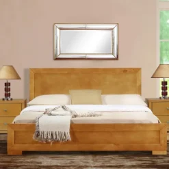 Beds & Headboards-Kirkland's Home Oak Wood King Platform Bed And 2-Nightstand Set Brown