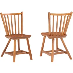 Dining Chairs-Kirkland's Home Oak Wood Spindle Back Dining Chairs, Set Of 2 Brown