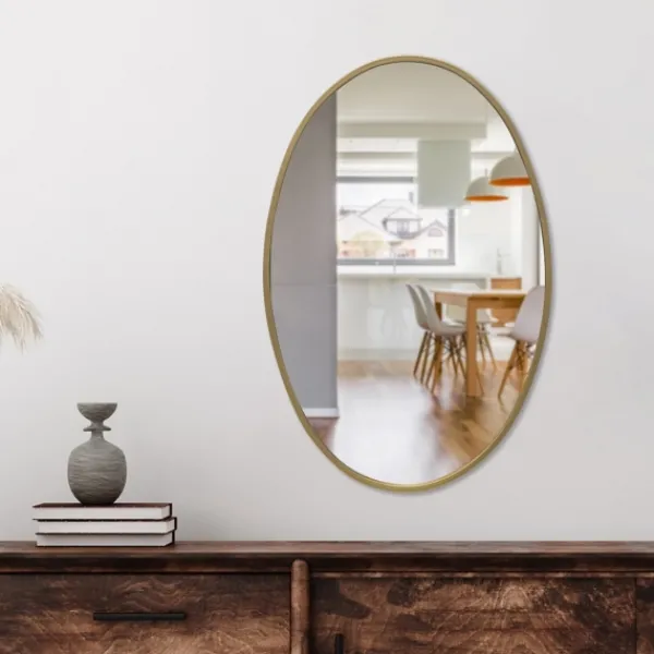 Decorative Mirrors-Kirkland's Home Oakland Oval Wall Mirror Gold