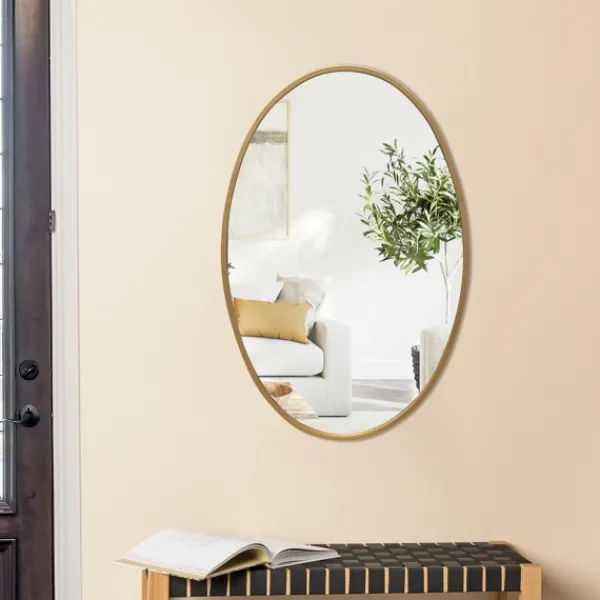 Decorative Mirrors-Kirkland's Home Oakland Oval Wall Mirror Gold